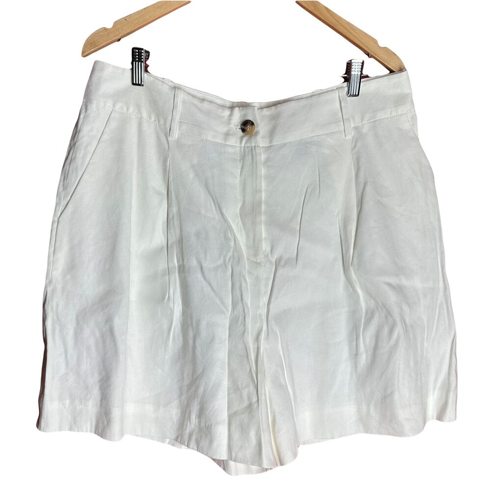 NWT Alex Marie Womens Lined Linen Blend Shorts White High-Waist Pockets Size 18